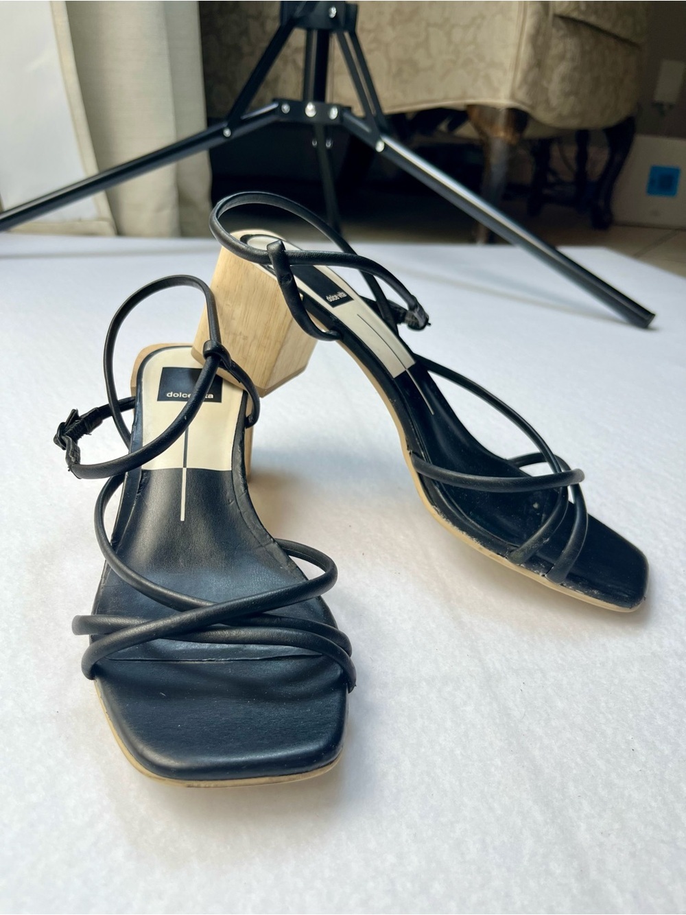 Dolce Vita Leather Zayla Wooden Block Heel Strappy Sandals size 8 - Picture 14 of 16